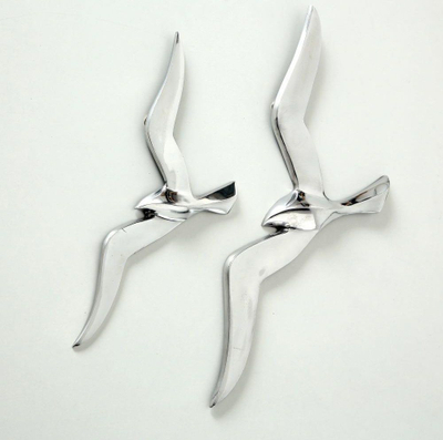 Skulpturë murale Americana Flying Seagull, alumin, 47 cm, argjendi
