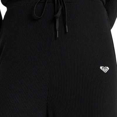 Pantallona sportive Roxy Rise &amp; Vibe New Rib, wide leg, bel i lartë, antracit e zezë