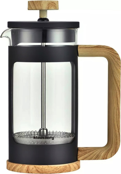 French press për kafe dhe çaj Klausberg, 600ml, xham borosilikat, i zi
