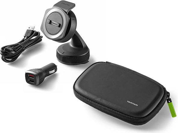 Set montimi për veturë TomTom Rider, mbajtëse dhe këllëf mbrojtës, me kabllo USB, i zi