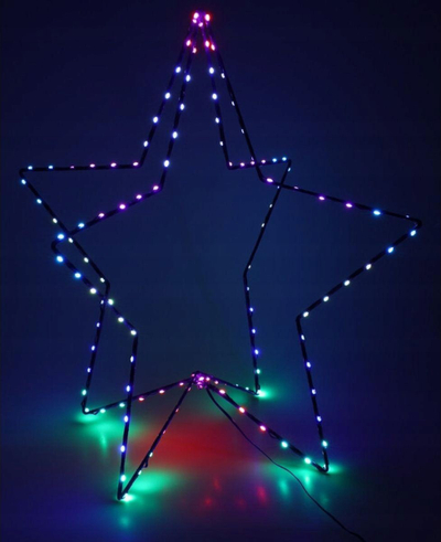 Dekorim yll 3D LED RGB, 80 cm, 120 diode, shumëngjyrësh