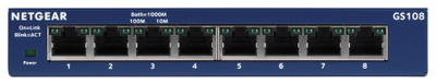 Switch rrjeti Netgear GS108GE, 8 porta Gigabit, i pamenaxhuar, blu