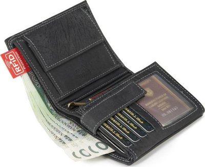 Portofol për burra Peterson, lëkurë nubuck, RFID Protect, i zi