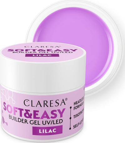 Xhel ndërtues për thonj Claresa Soft&Easy Builder Lilac, vetënivelues, 90g, lejla