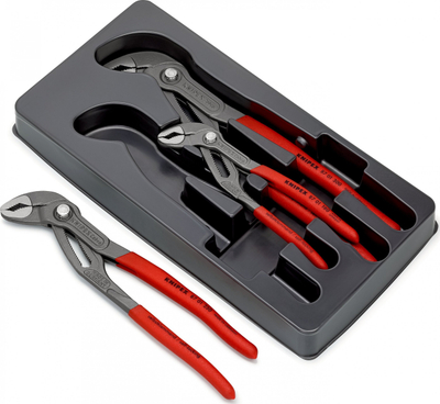 Set kapëse Knipex Cobra 00 20 09 V02, 3 copë, sipërfaqe e fosfatuar gri