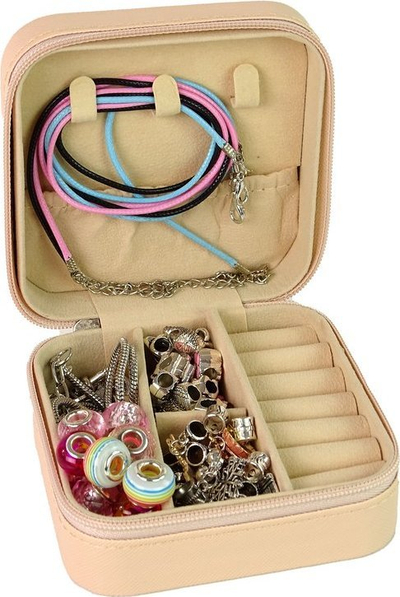 Set lodër LEAN Toys DIY Beads, për byzylykë dhe varëse, kuti rozë