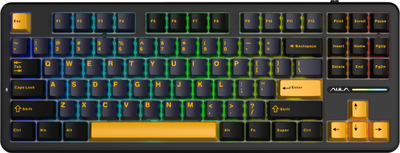 Tastierë mekanike Aula F87, TKL, RGB, pa kabllo, GrayWood V3, portokalli