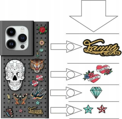Mbulesë telefoni Pinifit Pinit Dynamic Tattoo për iPhone 14 Plus / 15 Plus 6.7\", plastike TPU, e zezë me dizajn