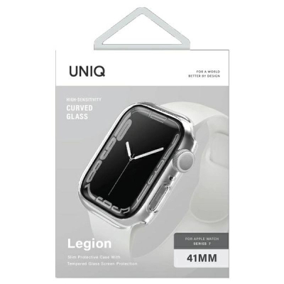 Mbulesë UNIQ Legion për Apple Watch Series 7 41mm, xham i temperu, transparente