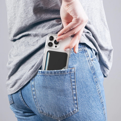Portofol MagSafe Speck ClickLock për iPhone, 1–3 kartela, i zi