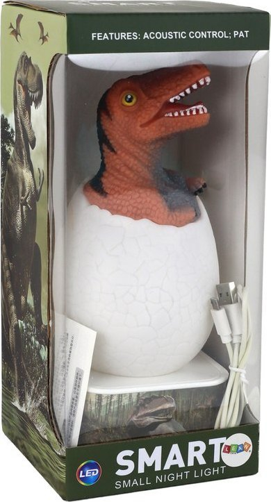 Lampë nate Leantoys Egg Lamp T-Rex, LED, Micro USB, e kuqe