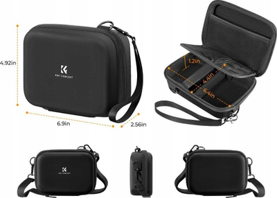 Çantë mbrojtëse për kamerë K&amp;F Concept Mini, EVA e fortë, xhep rrjete i brendshëm, e zezë