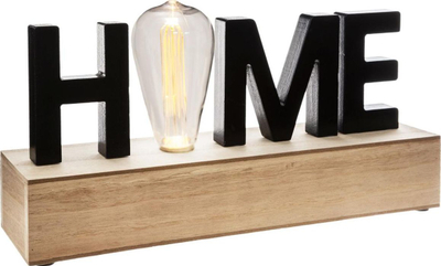 Lampë tavoline dekorative Atmosphera HOME, LED, 16cm x 34cm, me bazë druri, e zezë