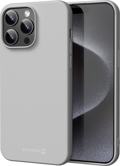 Kapak telefoni Swissten Soft Joy për Apple iPhone 15 Ultra, TPU, mban karikim wireless, gri gur