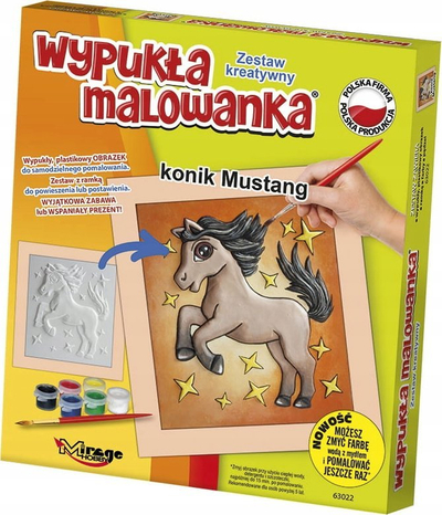 Set pikturimi 3D Mirage Hobby Mustang Horse, reliev plastik, me bojëra uji, shumëngjyrësh