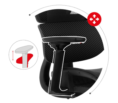 Karrige gaming Huzaro Combat 8.0 Carbon, mbështetëse ergonomike, deri 150 kg, e zezë