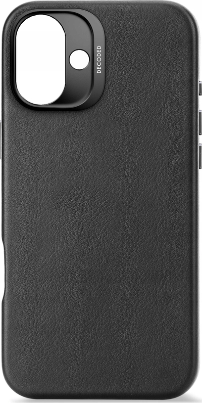 Mbrojtëse telefoni Decoded Leather Backcover, për iPhone 16 Plus, MagSafe, e zezë
