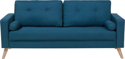 Divan stofi Beliani Kalmar 2 ulëse, këmbë dru, blu e errët