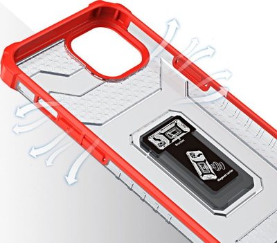 Mbrojtëse telefoni Hurtel Crystal Ring Case për iPhone 13 mini, me mbajtëse magnetike, e kuqe