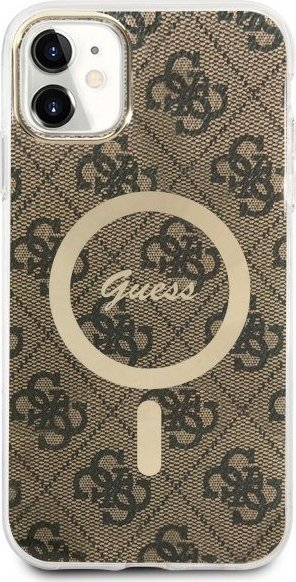 Mbulesë telefoni Guess GUHMN61H4STW për iPhone 11, hardcase 4G MagSafe, kafe
