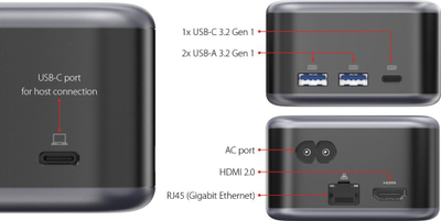 Docking station LMP PowerDock, 5 porta USB C, HDMI 4K, ngjyrë zi-gri