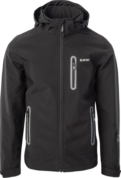 Xhaketë softshell Alpine Pro NIKOS II, rezistente ndaj ujit dhe erës, me kapuç të heqshëm, e zezë