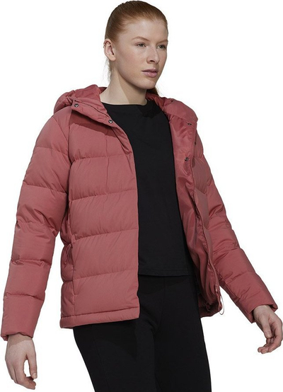 Xhaketë dimri Adidas Helionic Hooded Down për goca, me kapuç, e kuqe