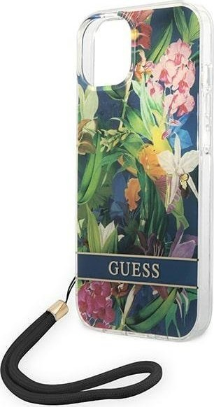 Mbrojtëse telefoni Guess Flower Strap për iPhone 14 6.1", hardcase, shumëngjyrëshe