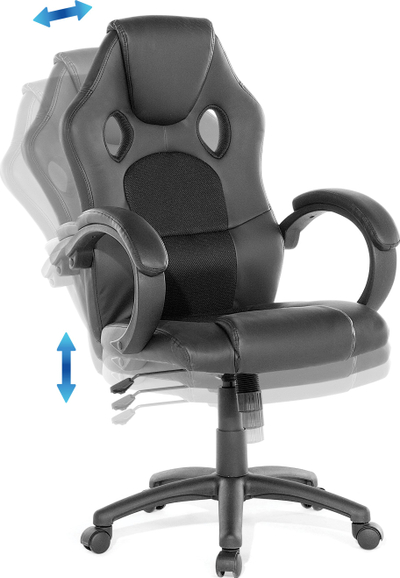 Karrige zyre FIGHTER Swivel, lëkurë sintetike, rrotulluese, e zezë