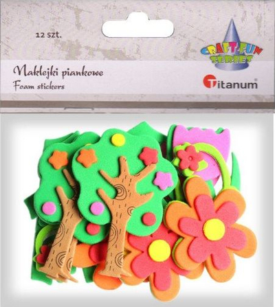 Stickerë shkumë 3D Titanum Flowers Trees Grass, set 12 copë, shumëngjyrësh