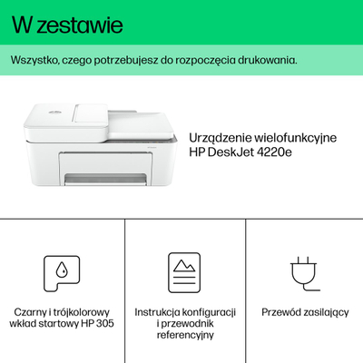 Printer multifunksion HP DeskJet 4220e, wireless, me ngjyra, i bardhë