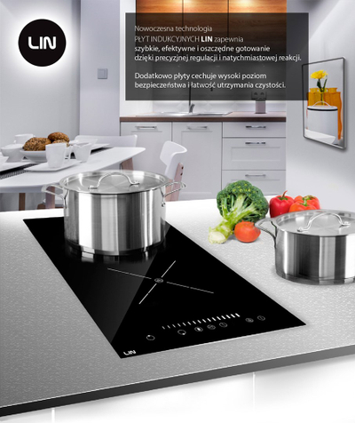 Plitë induksioni Lin LI-A23511, 29cm, 2 zona gatimi, e zezë