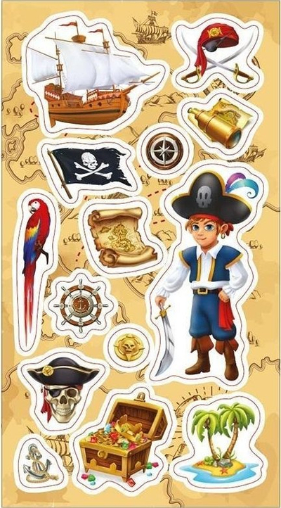 Ngjitëse Ranok Stickers Pirates, set me 10 copë, me piratë, shumëngjyrëshe