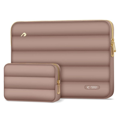 Mbajtëse laptopi Tech-Protect Puffy, 15–16", me çantë për aksesorë, rozë