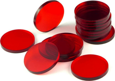 Aksesorë lojërash - disqe akrilike Crafters: Acrylic Coasters, 30 x 3mm, 15 copë, të kuqe