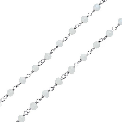 Byzylyk argjendi Arika, gur natyral moonstone, 18-21 cm, argjend