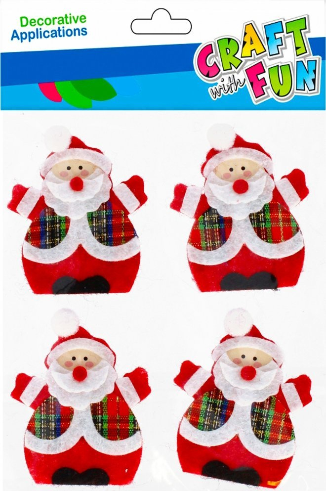 Set ornamente vetëngjitëse prej filci Craft with Fun Santa Claus Christmas, 4 copë, shumëngjyrëshe