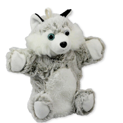 Kukull dore Inware Husky, 22 cm, prej pelushi, gri me të bardhë
