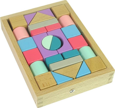 Lodra konstruktore Lean Sport Wooden Blocks, 28 elemente, dru, ngjyra pastel