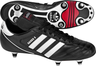 Këpucë futbolli Adidas Kaiser 5 Cup SG, lëkurë natyrale, me tapa metal, të zeza