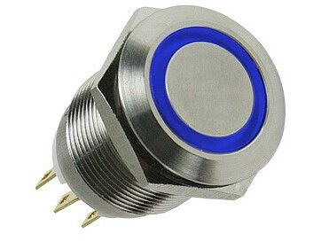 Ndërprerës Lamptron Silverline LAMP-SW1611L-S, 16mm, LED blu, argjendtë