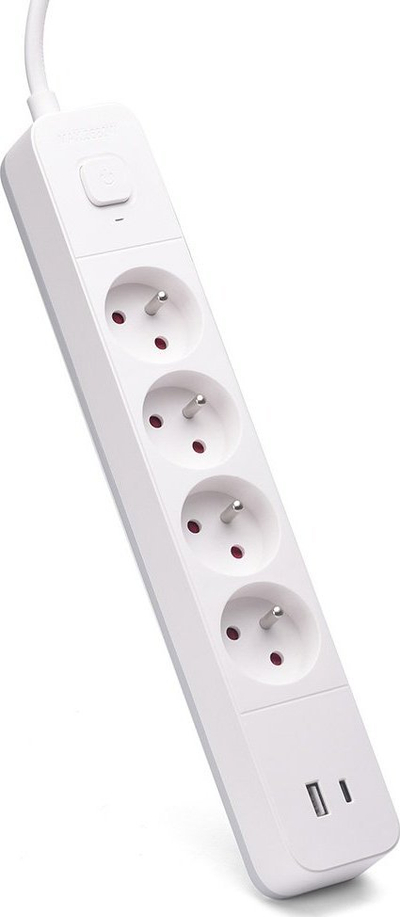 Shirit zgjatues Savio LZ-11, 4 priza, 2x USB, 1.5m, i bardhë