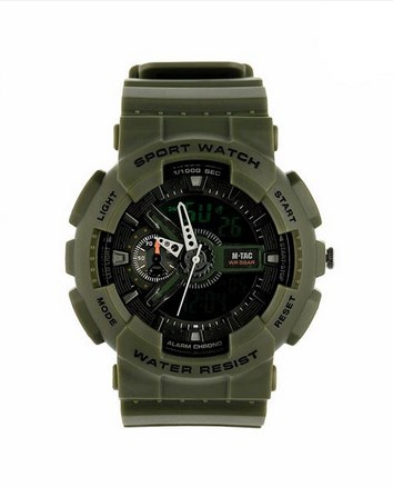 Orë sportive M-TAC Olive 50006001, analoge dhe digjitale, rezistente ndaj ujit, jeshile ulliri