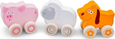 Lodra prej druri New Classic Toys Wooden Riding Animals, set 3 copë, 12 muaj+