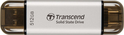 SSD i jashtëm Transcend ESD310S, 512GB, USB Type C edhe Type A, ngjyrë argjendi