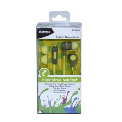 Earphones Vakoss SK-214G - 3.5mm, green/gray