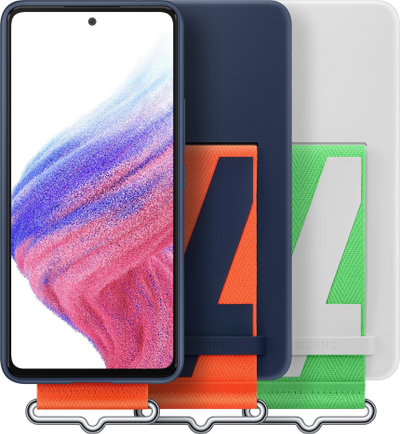 Maskë telefoni Samsung Silicone Cover me rrip për Galaxy A53 5G, e bardhë