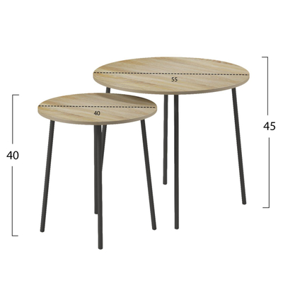 Set tavolina për kafe 2-pjesësh Cupper Φ55x45Hcm (HM9878.01), zezë