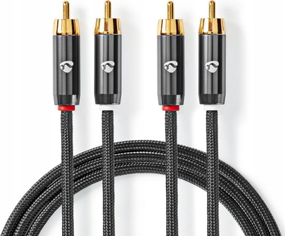 Kabllo audio NEDIS Profigold RCA, 2x RCA në 2x RCA, 2 m, stereo, e zezë