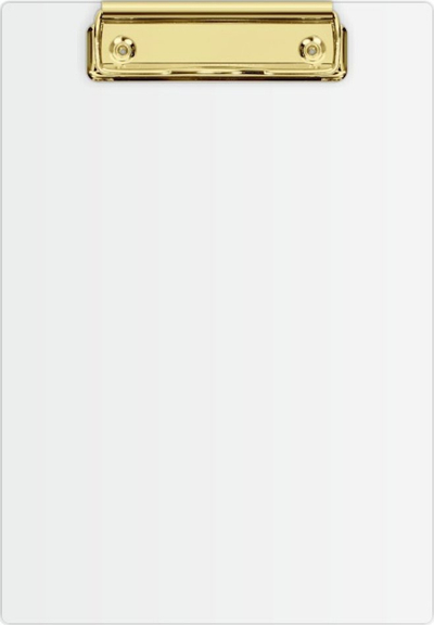 Clipboard A4 BIURFOL KHG-01-10, mekanizëm metalik ari, i bardhë